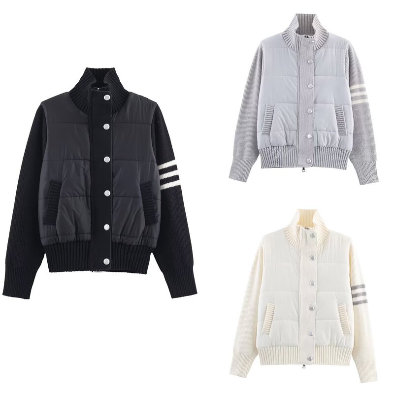 Zg Export Women's Autumn Korean Style Loose French Fashion Versatile Design Knitted Splicing Jacket