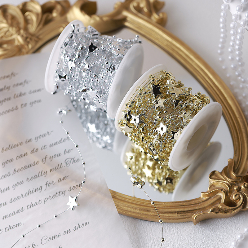 Nuevos productos calientes Decoración navideña French Retro Pequeña fragancia Cadena de perlas Cristal Collar transparente Accesorios de bricolaje