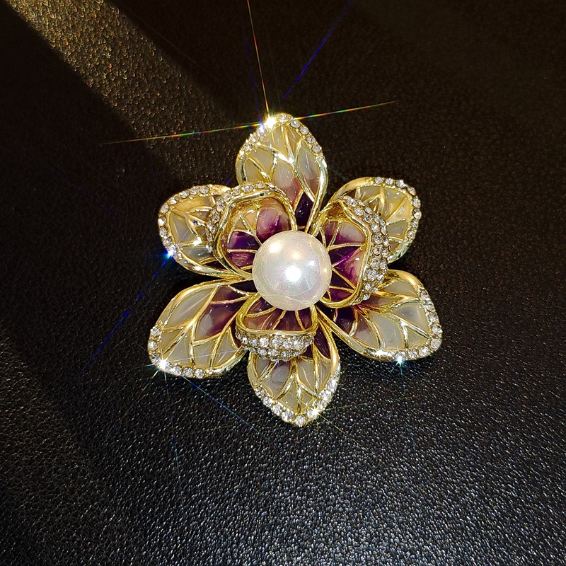 Retro Painted Flower Brooch Corsage Antique Enamel Peony Brooch Women's Niche Suit Lapel Clothing Accessories