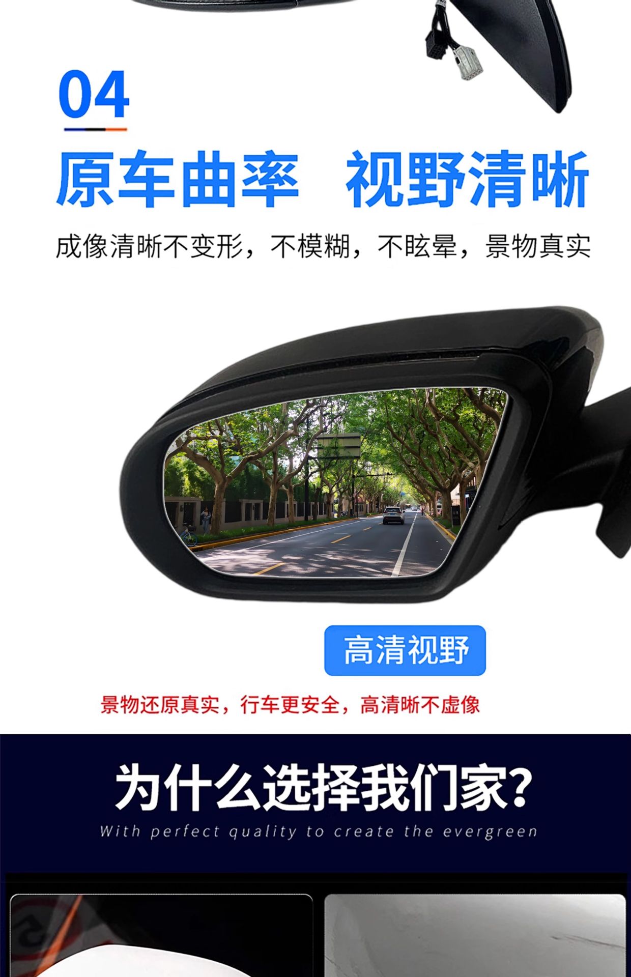 Suitable for Mercedes-Benz C-Class 10-25 Models W204 Reversing Mirror Assembly W205 Reflector Assembly W206 Rearview Mirror Assembly