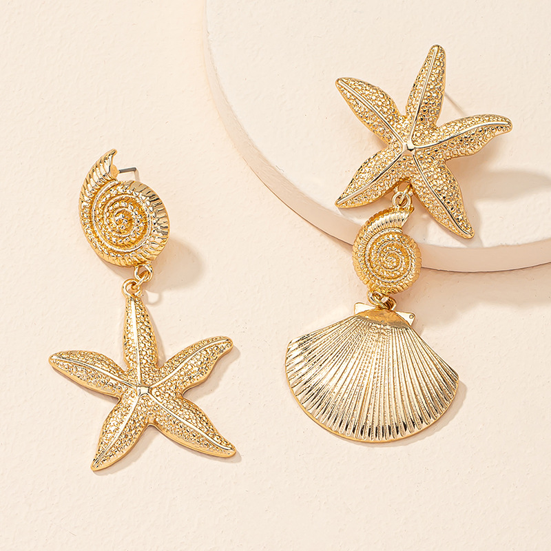 Fashion Shell Starfish Retro Alloy Earrings display picture 1