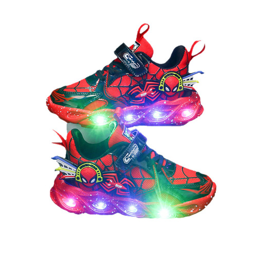 Spider-Man Kids' Light-Up Shoes Spring and Autumn New Boys' Sports Shoes Mesh Double Mesh Lighting Shoes