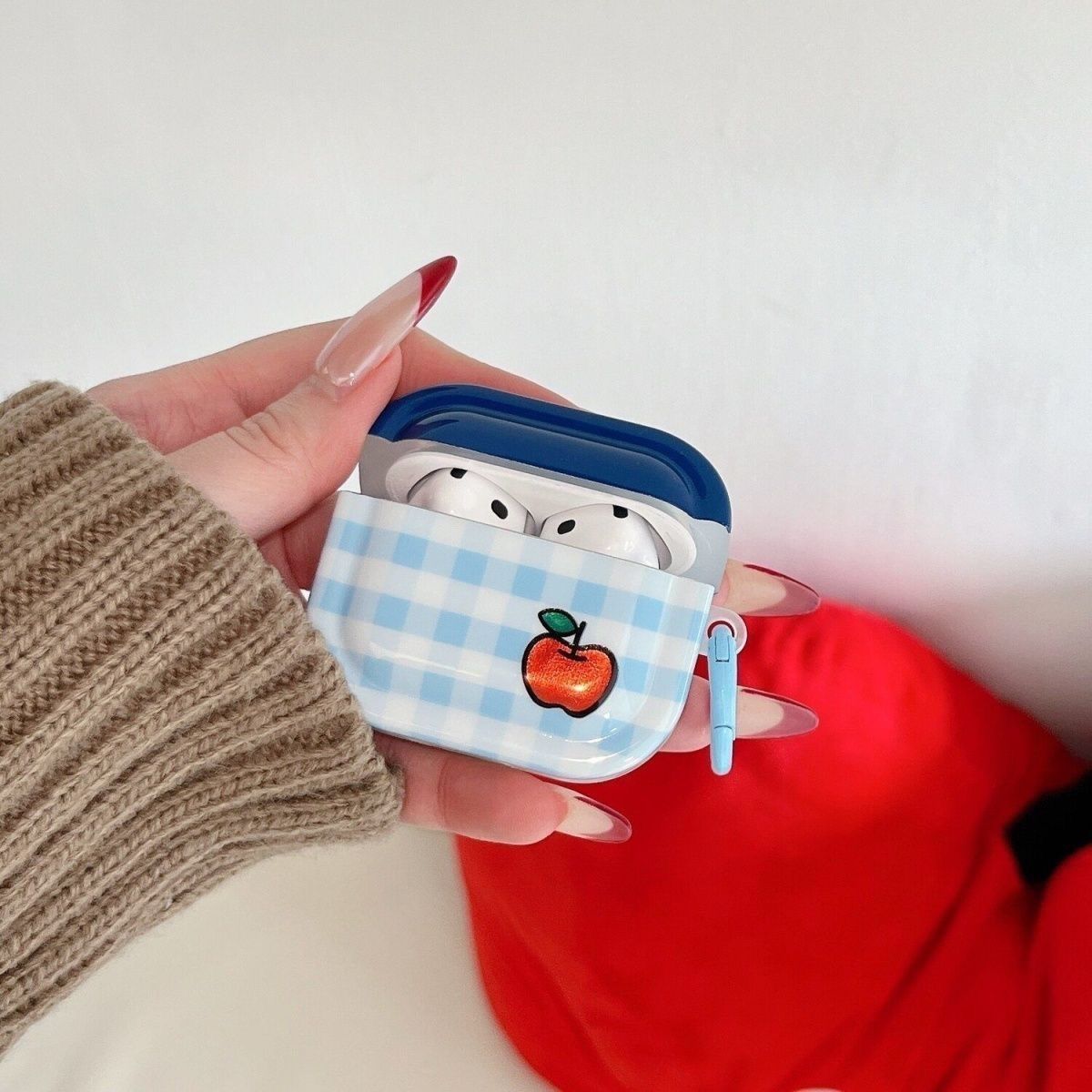 Blue Grid Red Apple AirPods4 Bluetooth Cover AirPods Pro3 auriculares 5th Generation