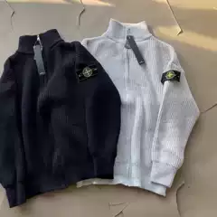 Stone Island Autumn and Winter Zipper Cardigan Simple Retro Pure Color Couple Sweater Men and Women Loose Knitted Casual Jacket