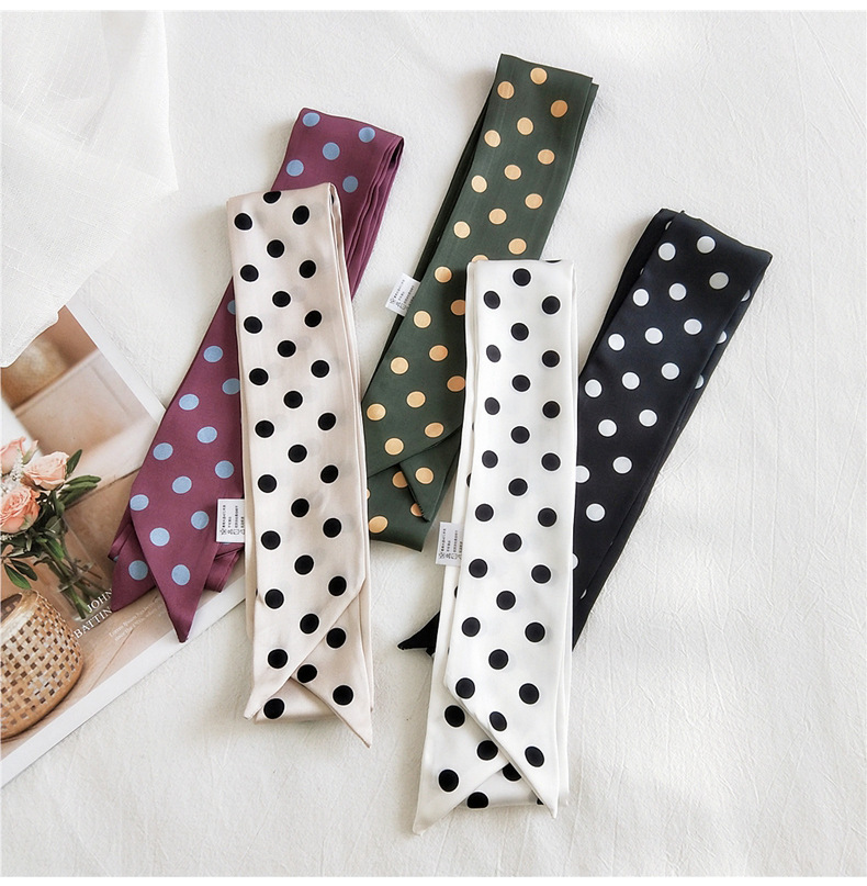 30g Weight Silk Scarf Classification Travel Occasion Unisex Gender Sweet Style Khaki, Grey, White, Purple, Red, Green, Blue, Yellow, Black Color Fashion Narrow Long Small Silk Scarf 9