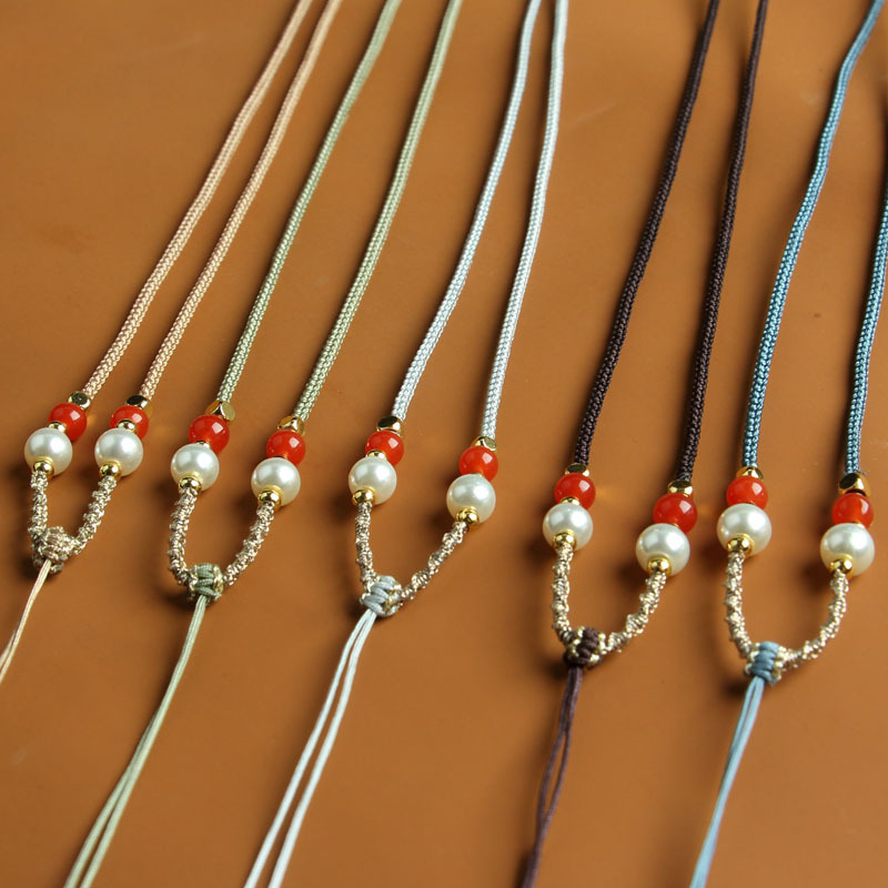 高档吊坠挂绳 手编金线圈玉线批发锁骨链可调节编织和田玉项链绳