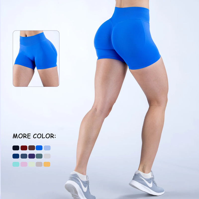 DFYNE Shorts High Elastic Nylon Three-section Waist Pleated Hip Seamless Low Waist Three-section Pants Fitness Yoga Shorts for Women