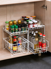 T9J5 wholesale cabinet storage rack kitchen layered spice rack household under sink push-pull drawer type organization and storage