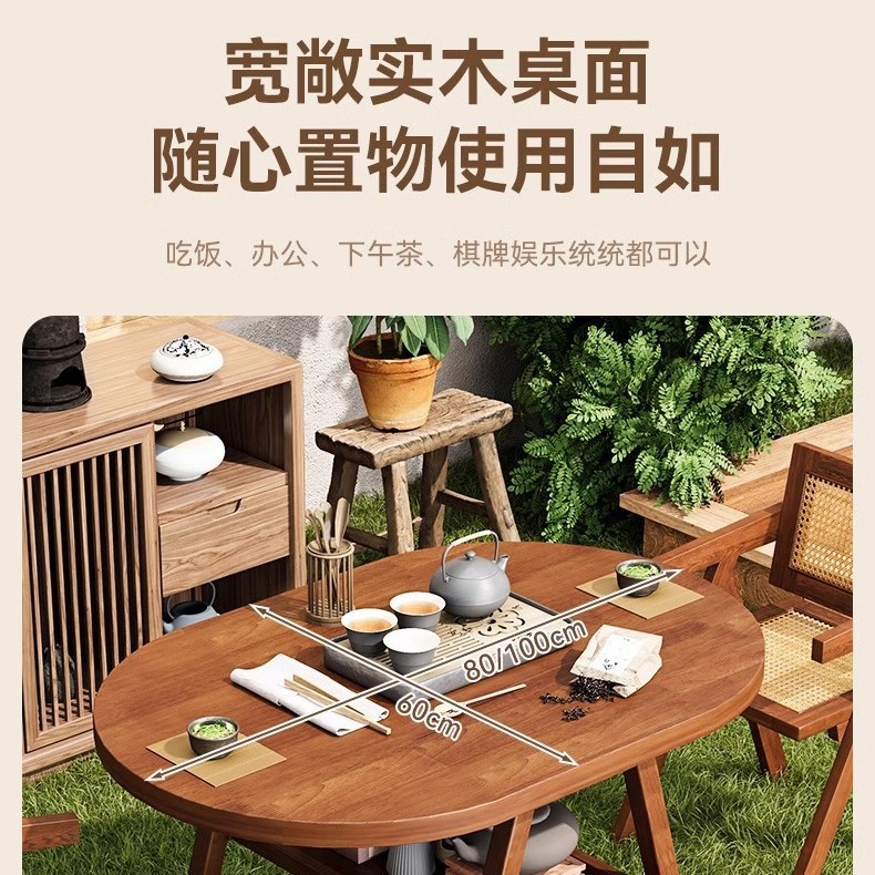 Balcón de madera maciza mesa de té pequeña mesa de centro de sentido artístico 2025 nuevo área de ocio para el hogar mesa de té de madera china combinación de mesa y silla