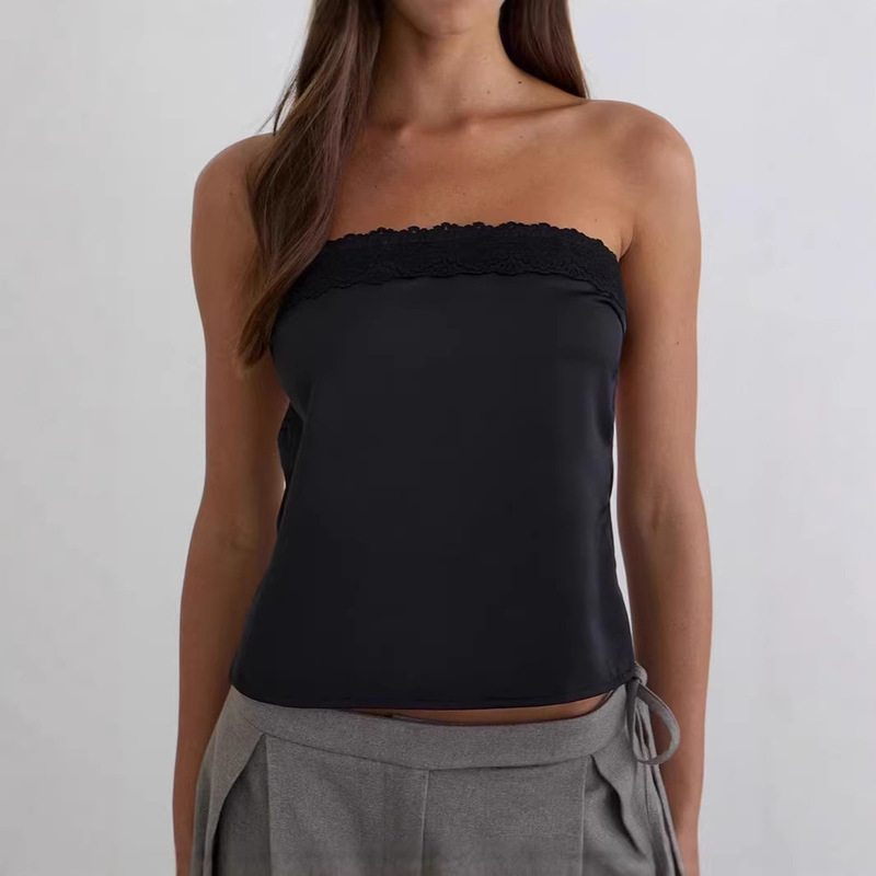 Cross-Border 2026 Spring Fashion Versatile Inner and Outer Wear Base Layer Women's Elastic Ribbed Backless Anti-Slip Lace Tube Top Vest Cross-Border 2026 Spring Fashion Versatile Inner and Outer Wear Base Layer Women's Elastic Ribbed Backless Anti-Slip Lace Tube Top Vest