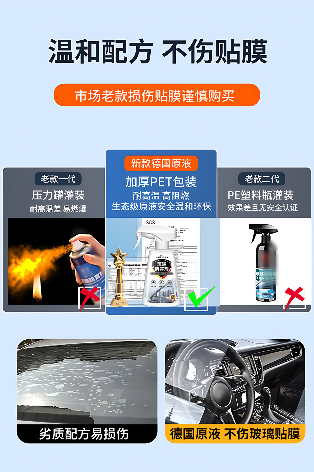 Winter Anti-Fog Spray, Rainproof Agent, Windshield Mirror Anti-Fogging Agent, Car Window Glass Defogging Agent