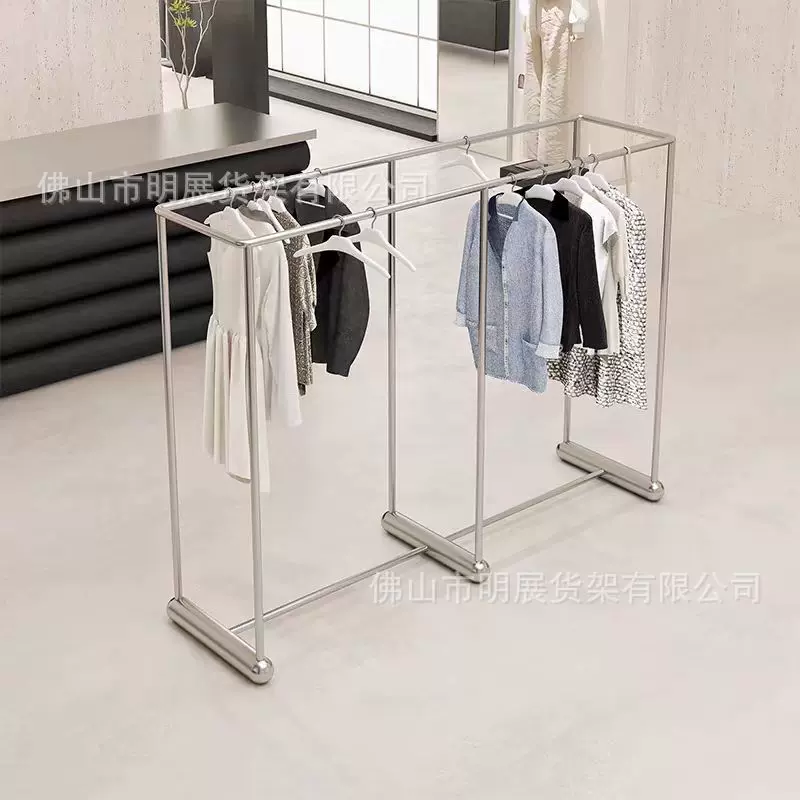 服装店不锈钢中岛架挂架落地服装展示架男女装店陈列架收纳货架