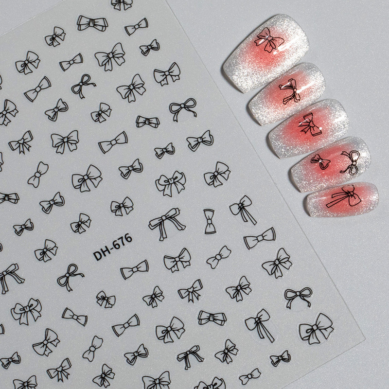 Hand-Painted Bow Nail Art Stickers Thin and Tough Classic Versatile Cut Out Butterfly Bow Nail Stickers Jewelry Dh676