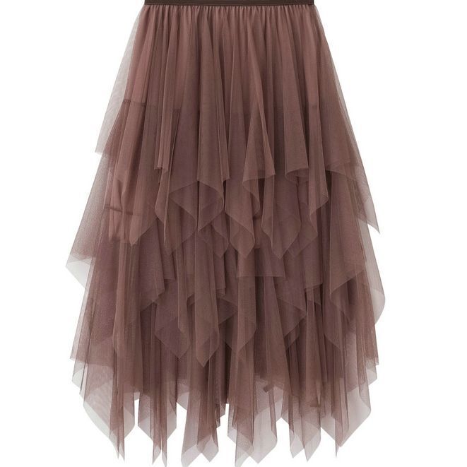 Cross-Border Supply of Petite Mesh Skirts, New Color-Blocked Irregular Mid-Length Puffy Skirts