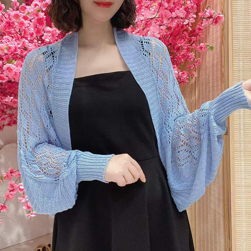 夏季镂空披肩女外搭配连衣裙吊带空调房护肩显瘦透气防晒薄款坎肩|undefined