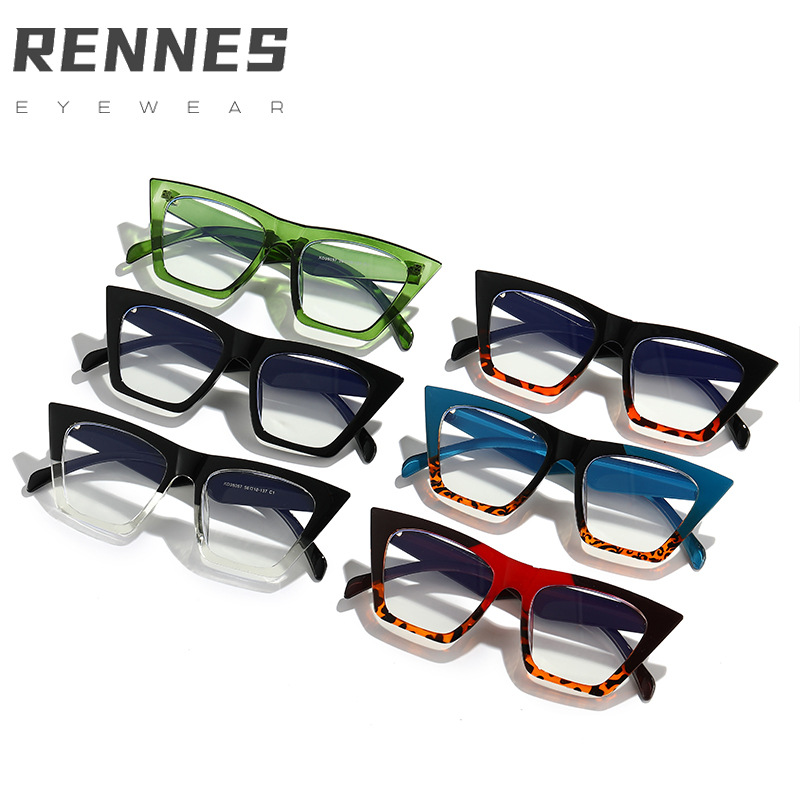 Gafas lisas de ojo de gato estilo ins color a juego marco grande gafas de luz anti-azul Gafas de computadora de moda transfronteriza europea y americana 98057
