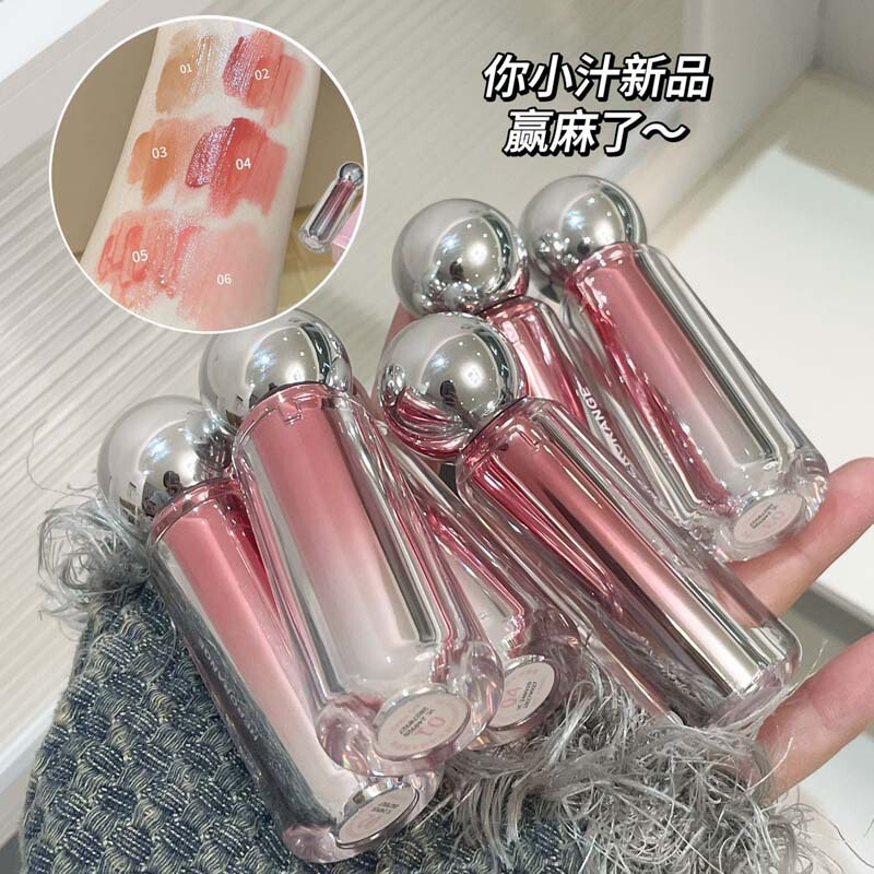 HERORANGE ~ Sugar Light Flow Mirror Water-sensitive Lip Glaze Pure Glass Lip Moisturizing Mirror Doodle Lip Gloss Lipstick