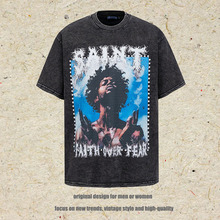 TKPA潮牌嘻哈古着男装T恤青年hiphop复古印花宽松型纯棉短袖t恤男