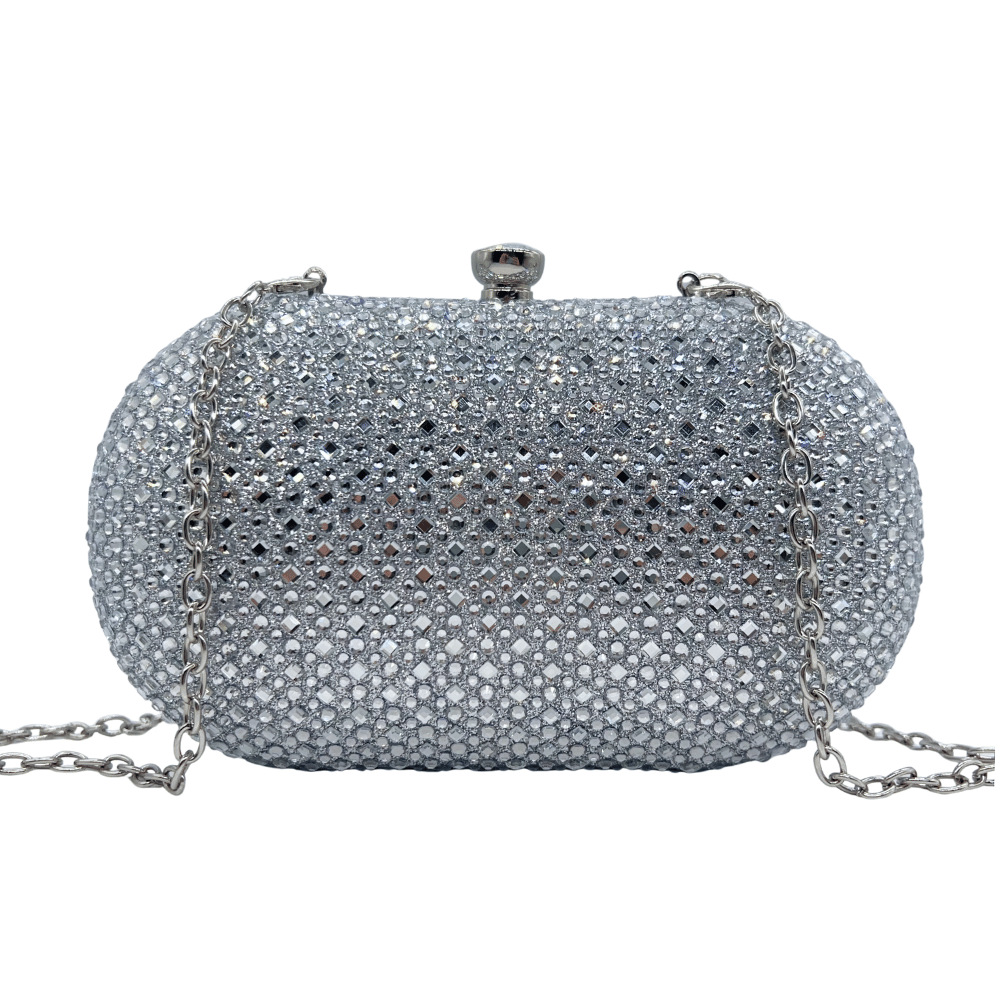 Túi clutch nữ đính đá sáng bóng dự tiệc thanh lịch — vàng nhạt, bạc, ngọc lục bảo, màu xanh đậm chi tiết 4