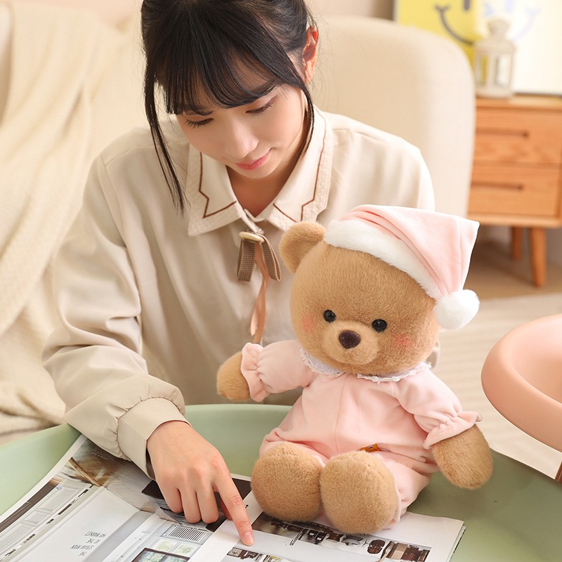 Buenas noches oso cerdo peluche muñeca muñeca muñeca de dibujos animados para niños regalo de cumpleaños para novia