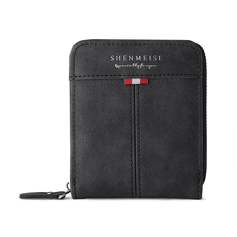 Cartera de hombre transfronteriza corta 2025 nuevo empalme juvenil simple tres plegables cartera multifuncional cremallera cambio