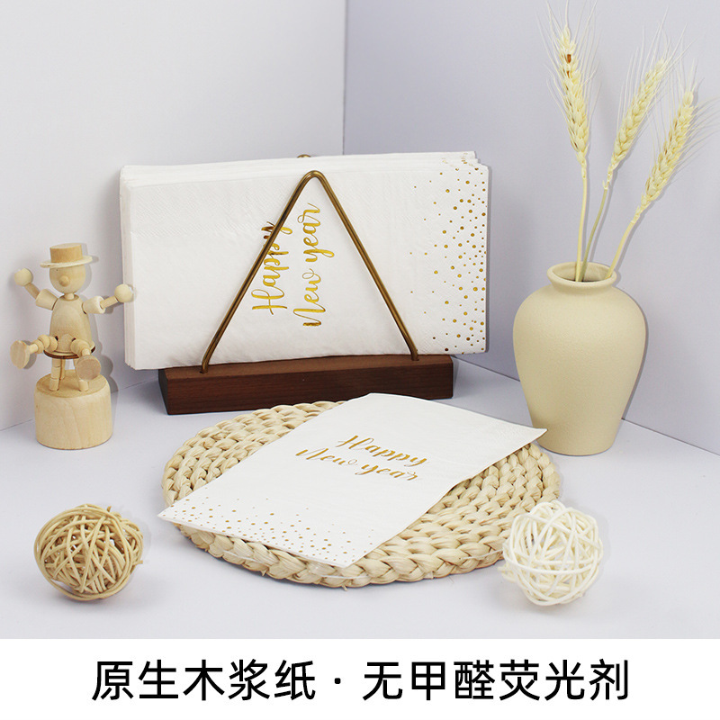 Servilletas de Papel con Estampado Dorado de Pulpa de Madera Desechables para Restaurante