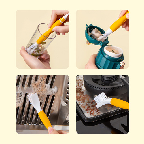Cup cover brush, nipple brush, multi-functional gap brush, portable home kitchen cleaning bottle brush, silicone cup brush wholesale