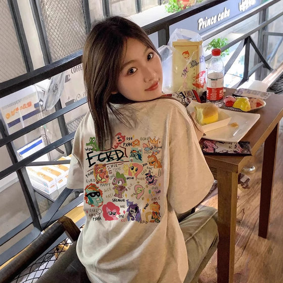 Pure Cotton Heavy-weight Short-sleeved T-shirt Women's Summer Small Loose American Style Lazy Style Half-sleeved Top oversize Trendy
