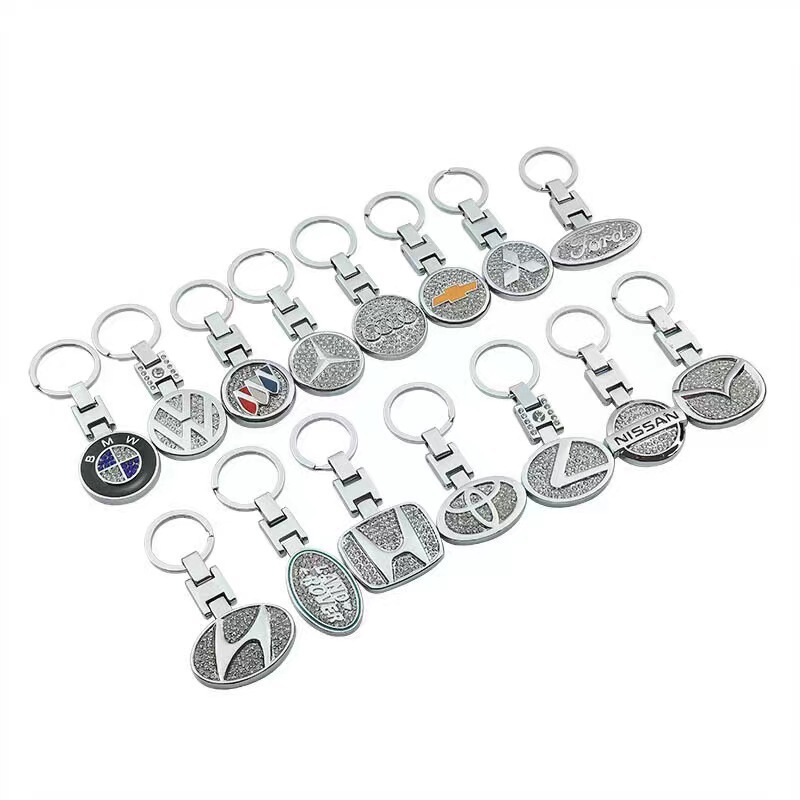 Car key chain exquisite diamond buckle head double-sided with drill key ring car logo key chain pendant