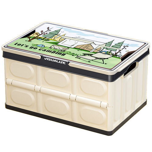 Outdoor camping wooden cover folding box extra large folding camping storage box folding table car trunk household box