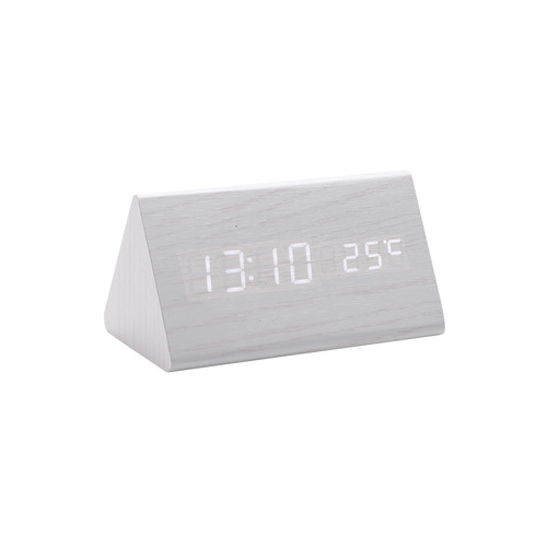 Source manufacturer led wooden clock thermometer electronic clock creative wooden student alarm clock triangle digital clock