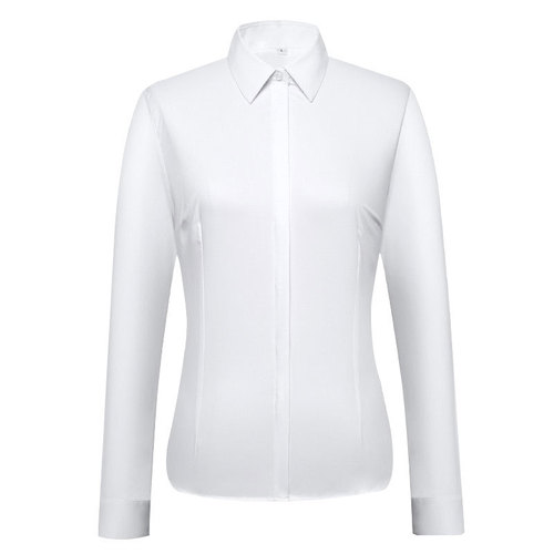 2024 Autumn/Winter Fleece Lined Long-Sleeve Blue and White Women's Professional Formal Business Workwear Interview Slim-Fitting Shirt Commute Style