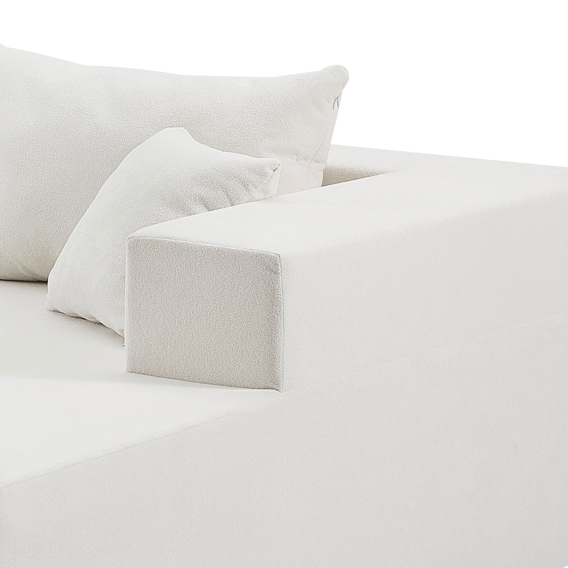 Art de arena minimalista para la sala de estar doméstica, suelo moderno y pequeño sofá de tela de casa simple
