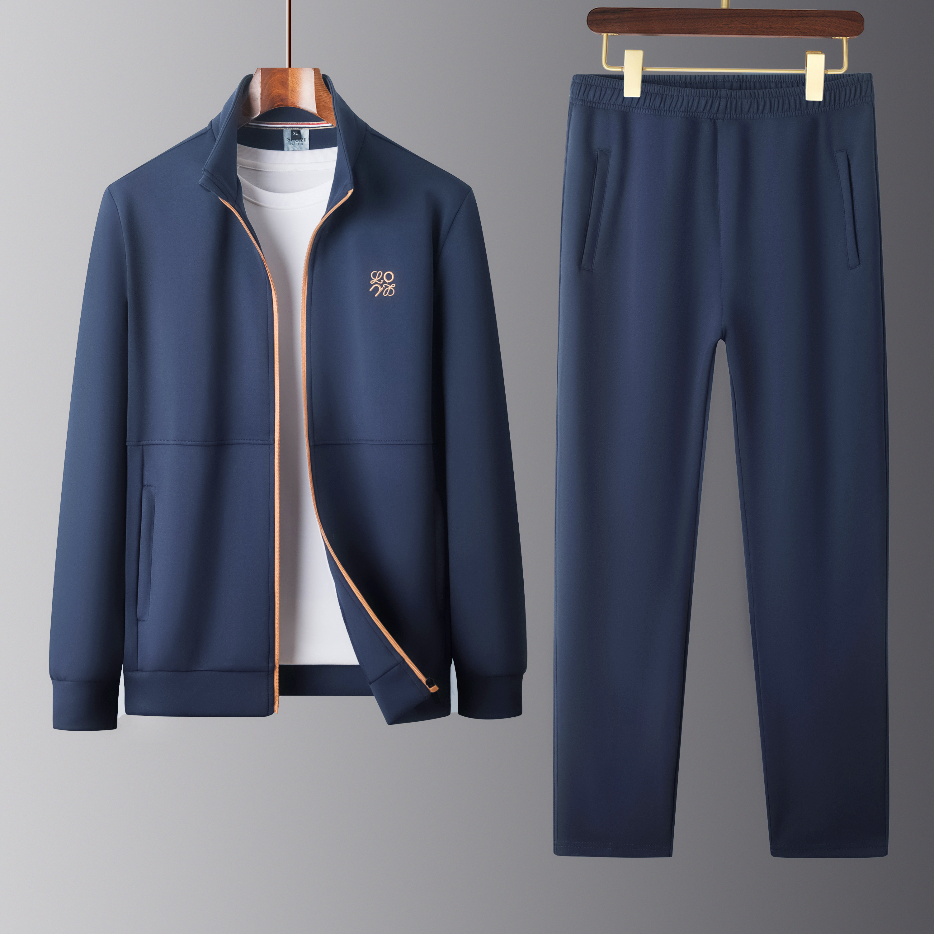 Middle-Aged and Elderly Men's Sportswear Suit Spring and Autum Dad's Autum Clothing High-End Men's Jacket Men's Sportswear Two-Piece Set