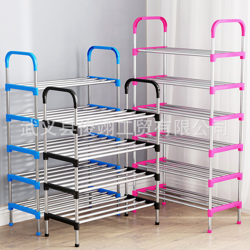Simple Shoe Rack for Home Entrance Shoe Storage Rack Multi-Layer Space-Saving Rental House Galvanized Steel Pipe Shoe Cabinet Storage