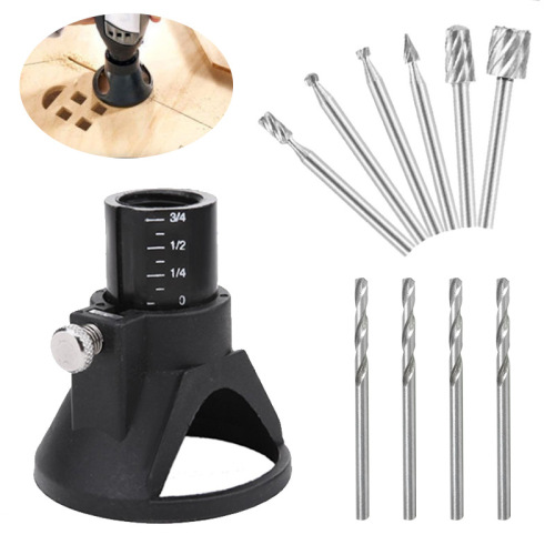 11-piece small electric grinder accessories: horn cover, locator/fixer, electric grinder milling cutter locator and stopper.