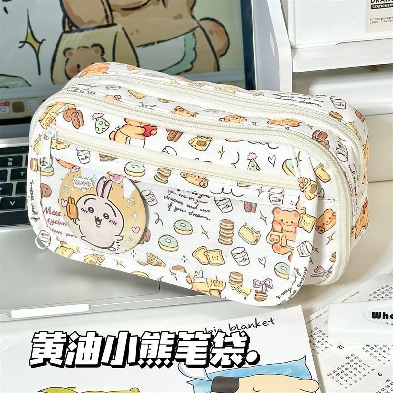 Bolsos de papelería multifuncional para estudiantes de primaria, secundaria y preparatoria, colección grande, corazón de niña, gran capacidad, bolsa de lápices coreana de alto valor