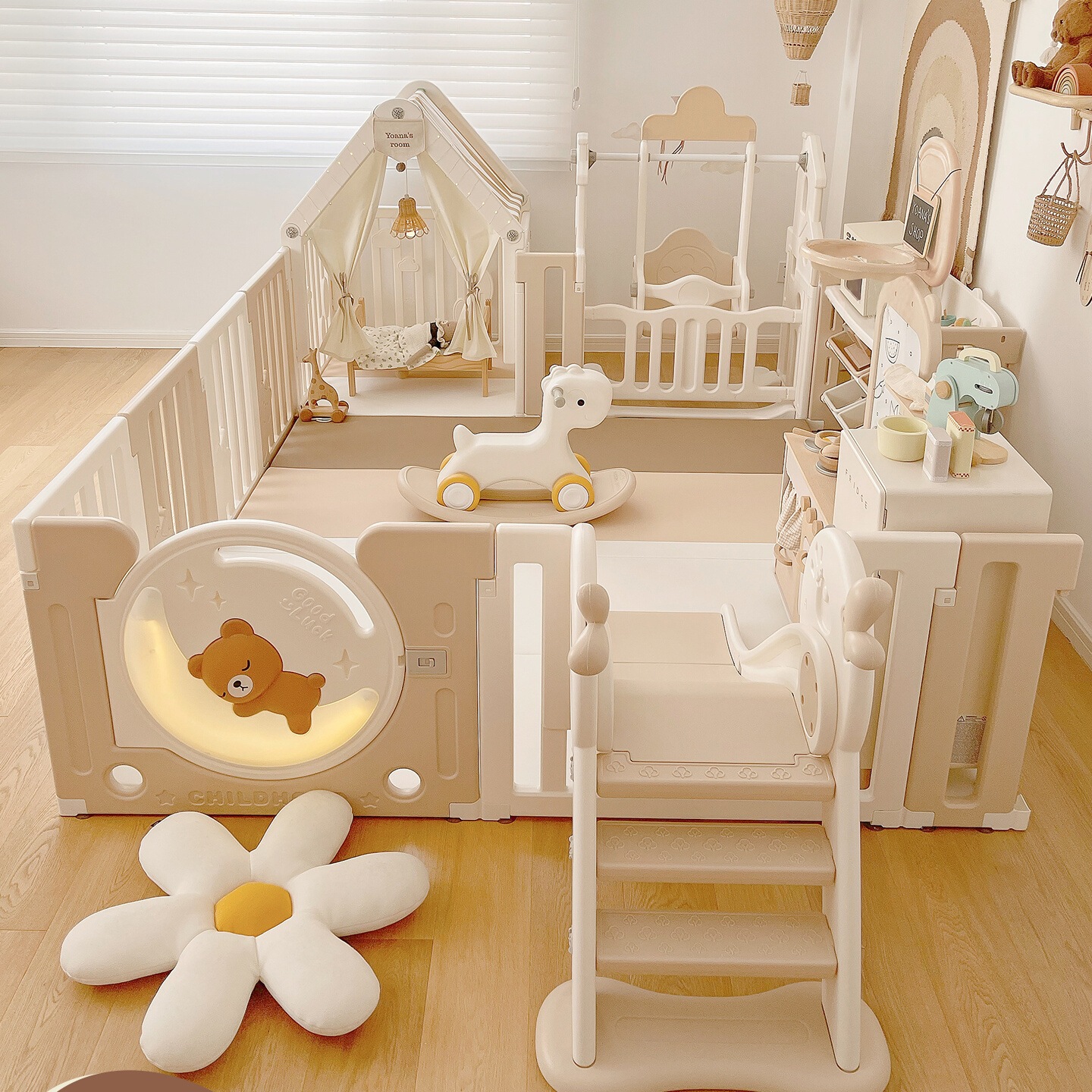 Baby Playpen on the Ground for Infants and Young Children Crawling and Climbing Mat Protective Fence Indoor Living Room Home