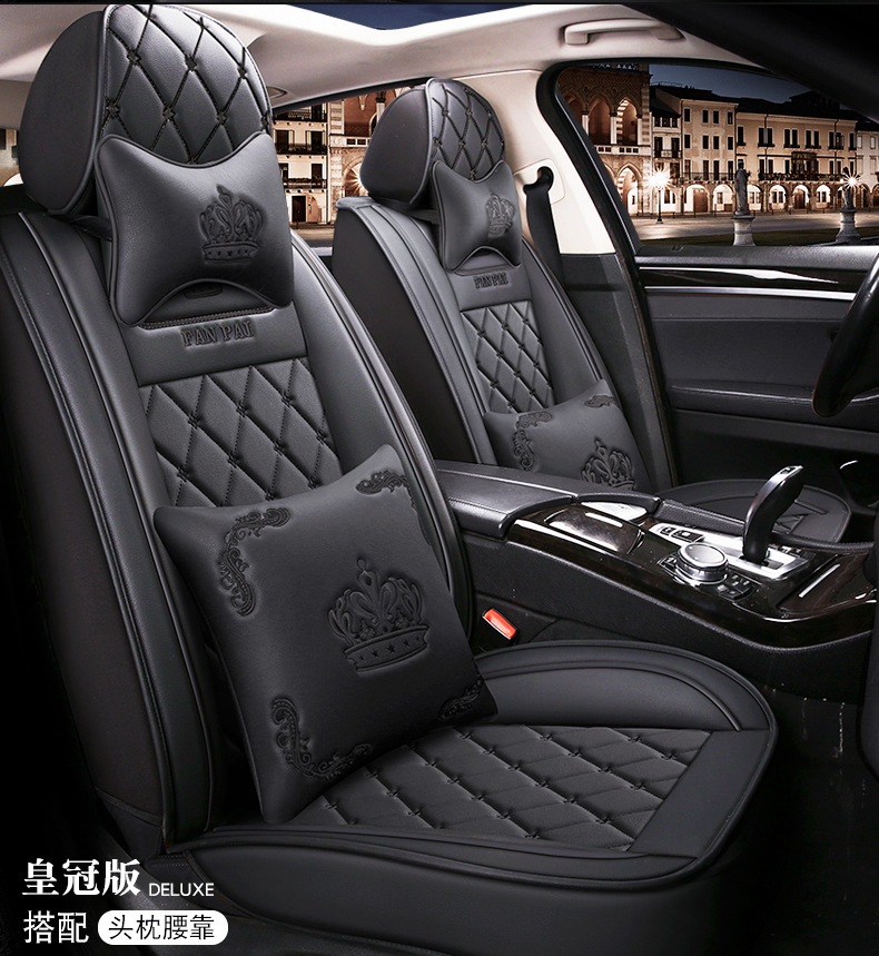 New Amazon Crown Full Leather All-Season Comfortable Breathable Wear-Resistant Cushion Car Seat Cushion Cover Foreign Trade Wholesale