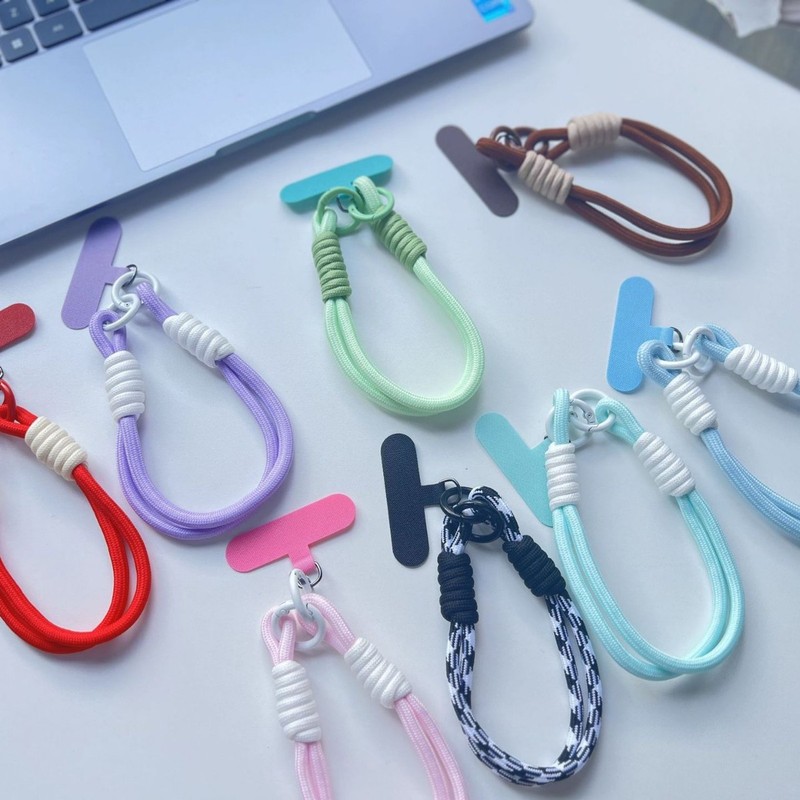 Insシンプル小衆携帯電話ストラップマカロン色編みチェーン短いペンダントキーホルダーdiyイヤホンチェーン|undefined