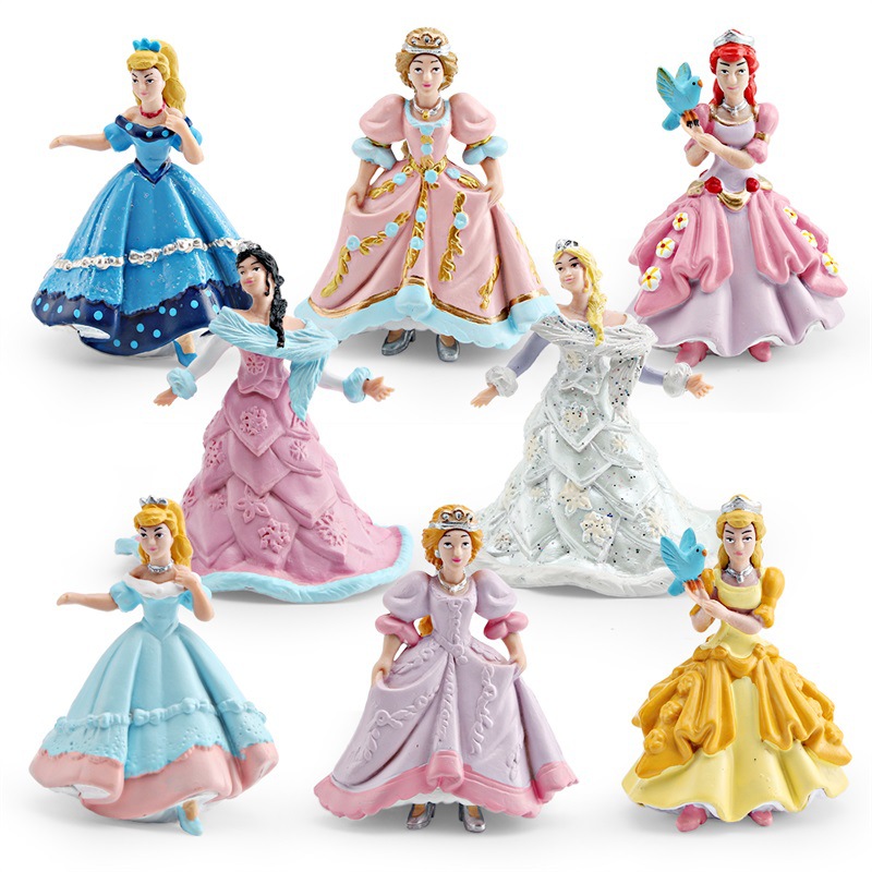 Simulación transfronteriza cuento de hadas modelo de muñeca rompecabezas PVC sólido princesa reina decoración de personajes juguetes