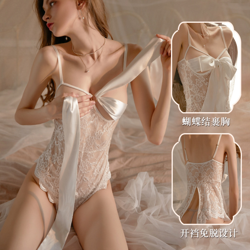 Xianyi Sexy Lingerie Women's Lace Bodysuit Bowknot Jumpsuit Temptation Uniform No Need to Take Off Set Qqny419 Xianyi Sexy Lingerie Women's Lace Bodysuit Bowknot Jumpsuit Temptation Uniform No Need to Take Off Set Qqny419