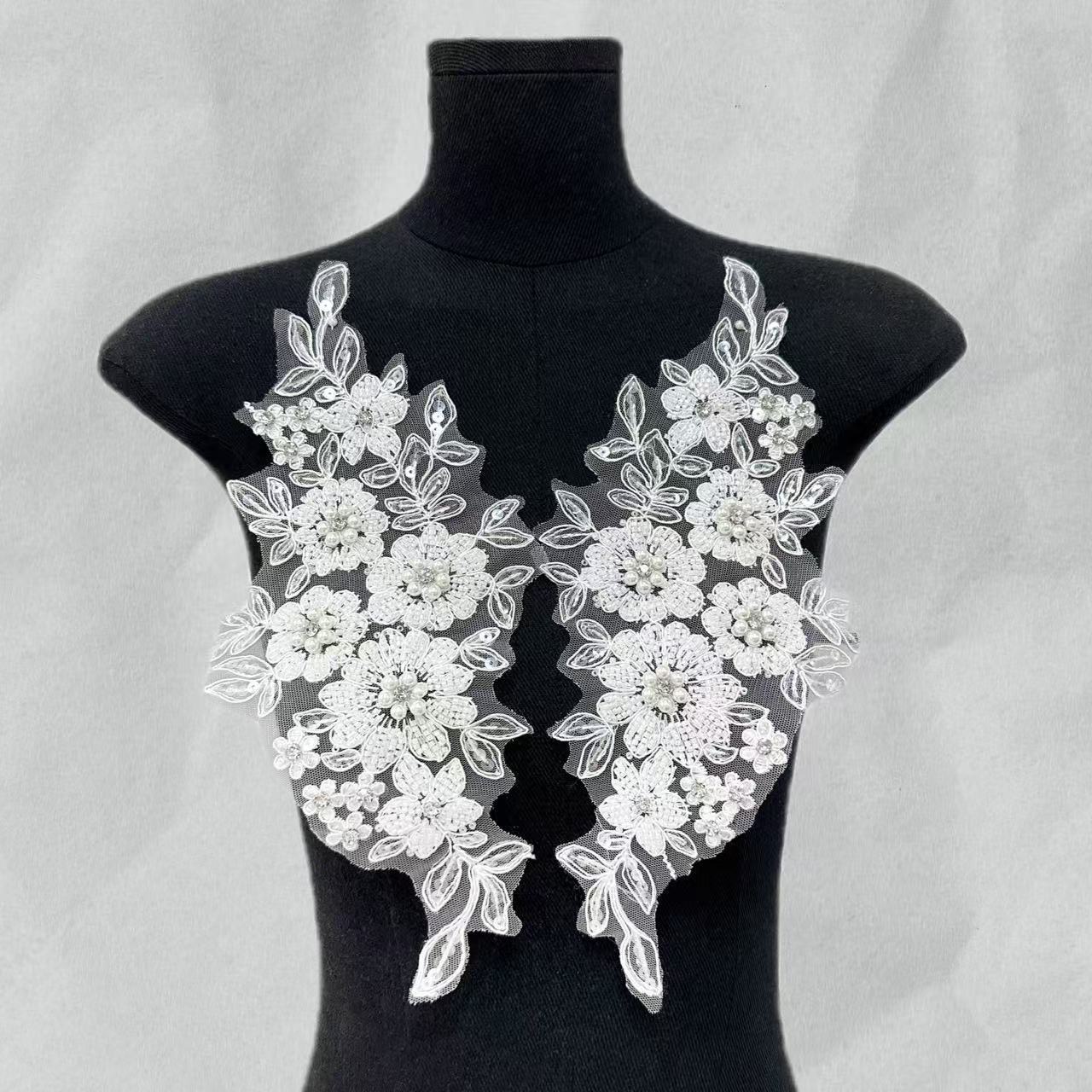 Tela de encaje con bordado floral de lentejuelas multicolor para vestidos, trajes de gala y materiales de decoración de bolsos. image 9