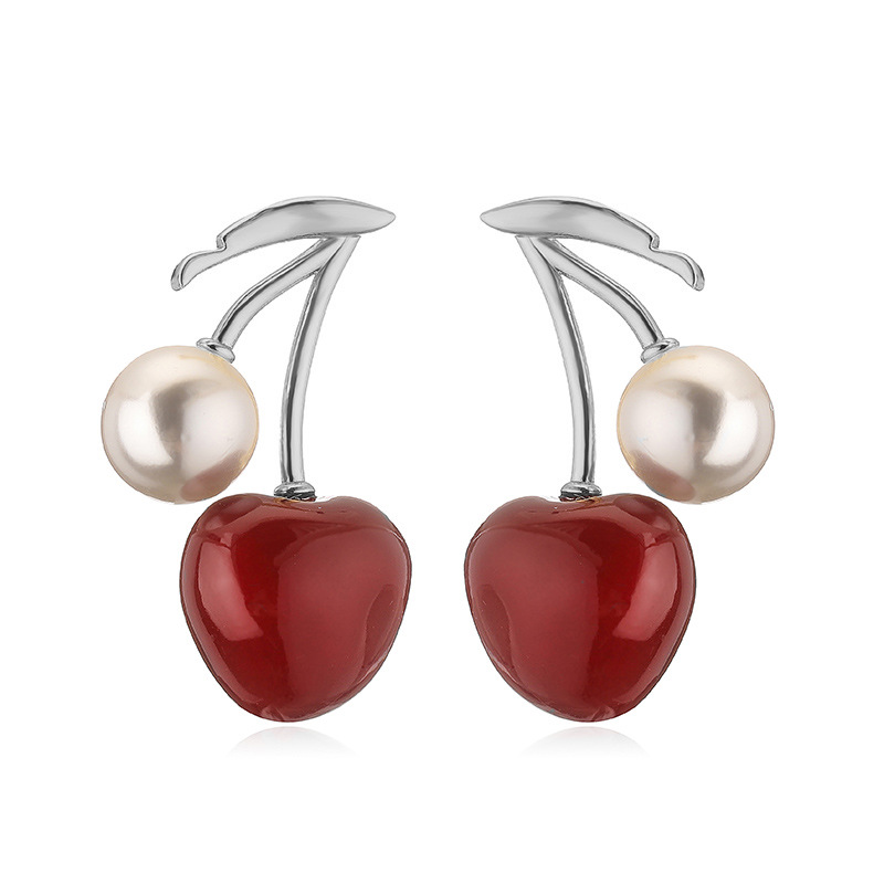 1 Pair Quantity 1 Pair Sweet Cherry Copper Ear Studs
