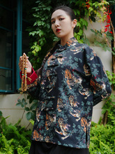 唐装男春季新款中国风男装改良长袖外套原创中式盘扣猛虎印花上衣