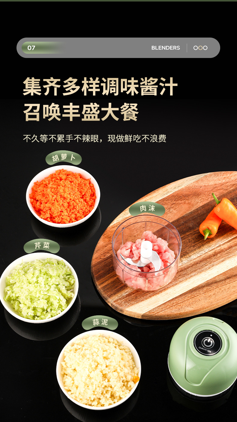 Electric Food Processor Mini Kitchen Garlic Sauce Mixer Baby Food Meat Grinder Household Multifunctional Garlic Crusher