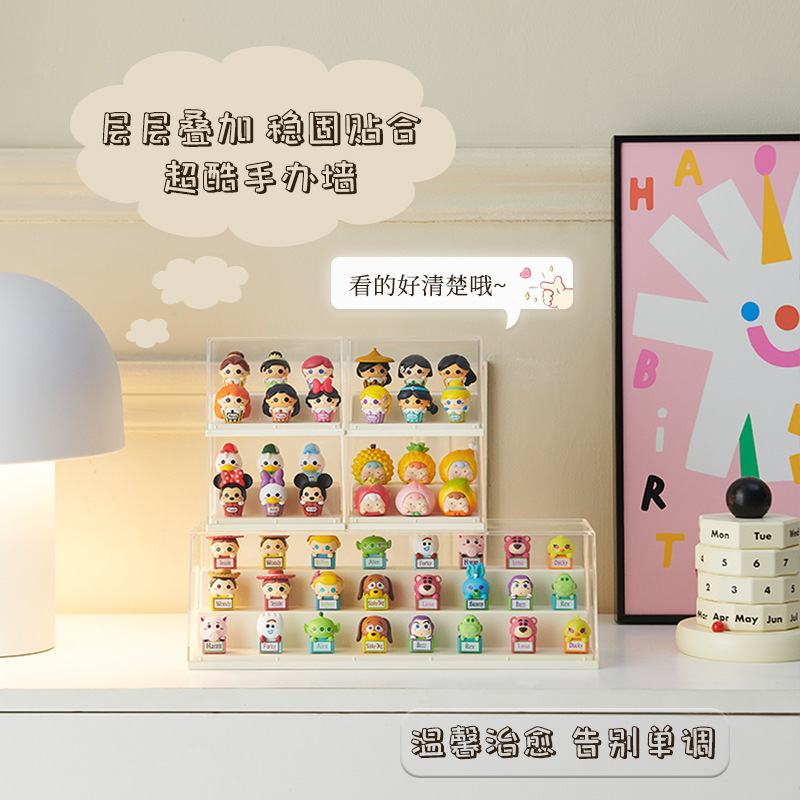 デスクトップの透明な萌え粒の小さい置物の展示箱のぬいぐるみの防塵展示箱の手作りのブラインドの箱は展示棚を収納します。|undefined
