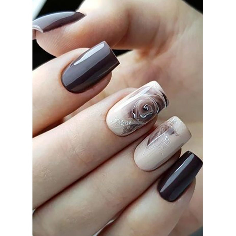 Wearable Nail Art Cherry Color Flowers Pure Nail Art Piece Removable Wearable Nail Patch Wholesale