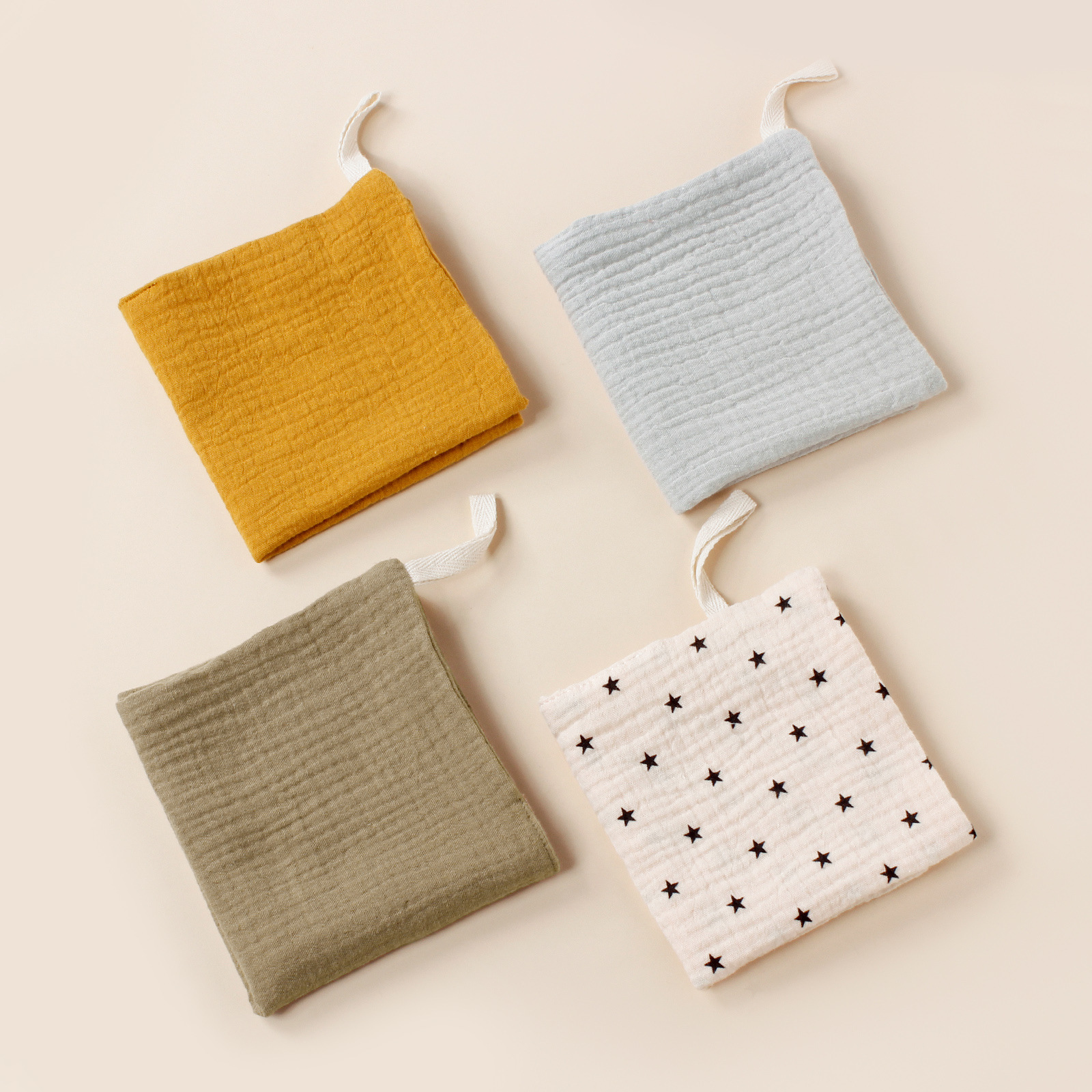 Star, Bear Pattern Casual, Cute Style Casual Cute Star Bear Cotton Burp Cloths Baby Accessories