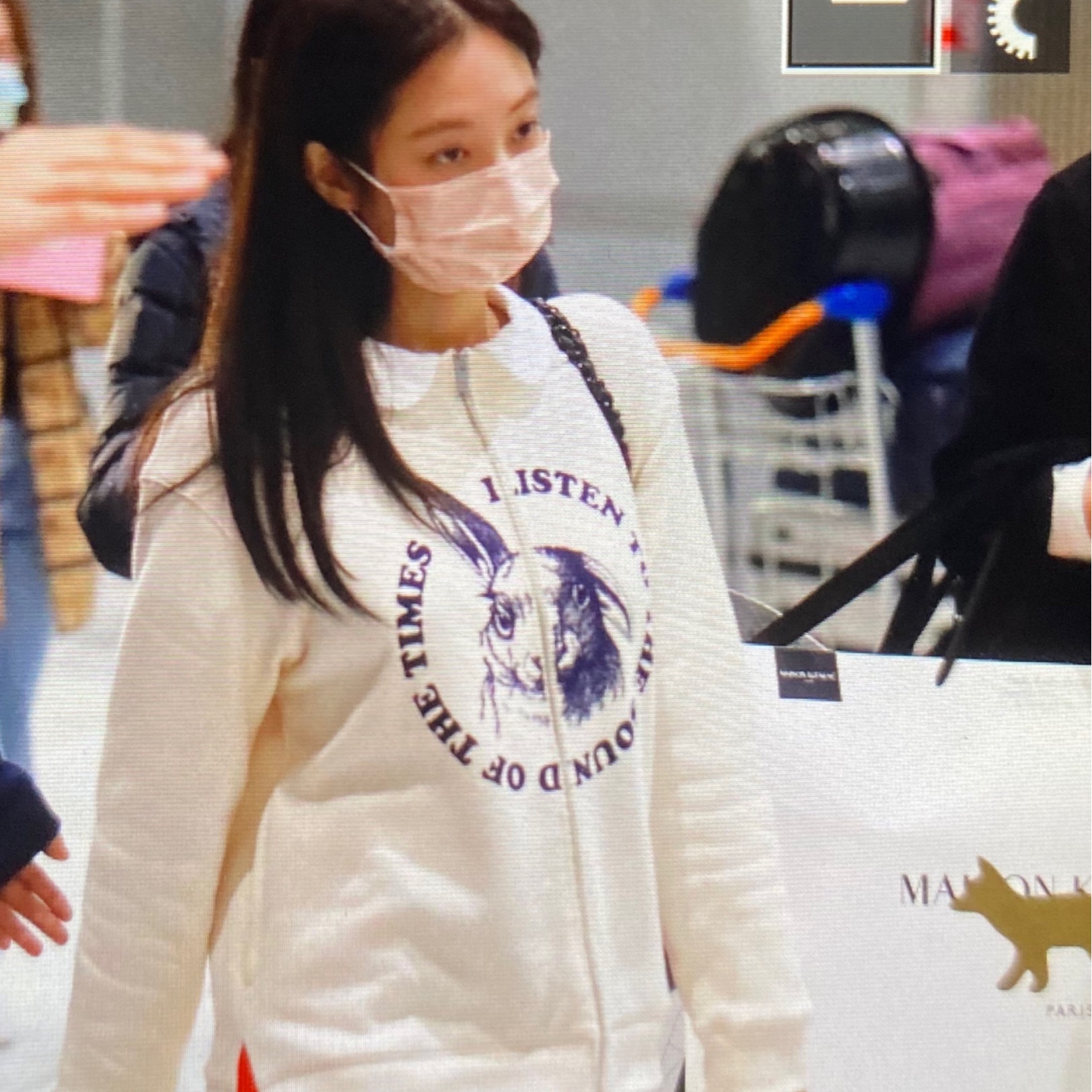 (2개) 제니 진 지니 지퍼 스웨터 카디건 인형 칼라 스티칭 디자인 토끼 프린트 코트 2022 가을 여성 의류